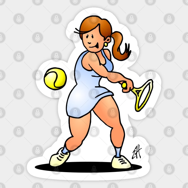 Tennis girl hitting a backhand Sticker by Cardvibes